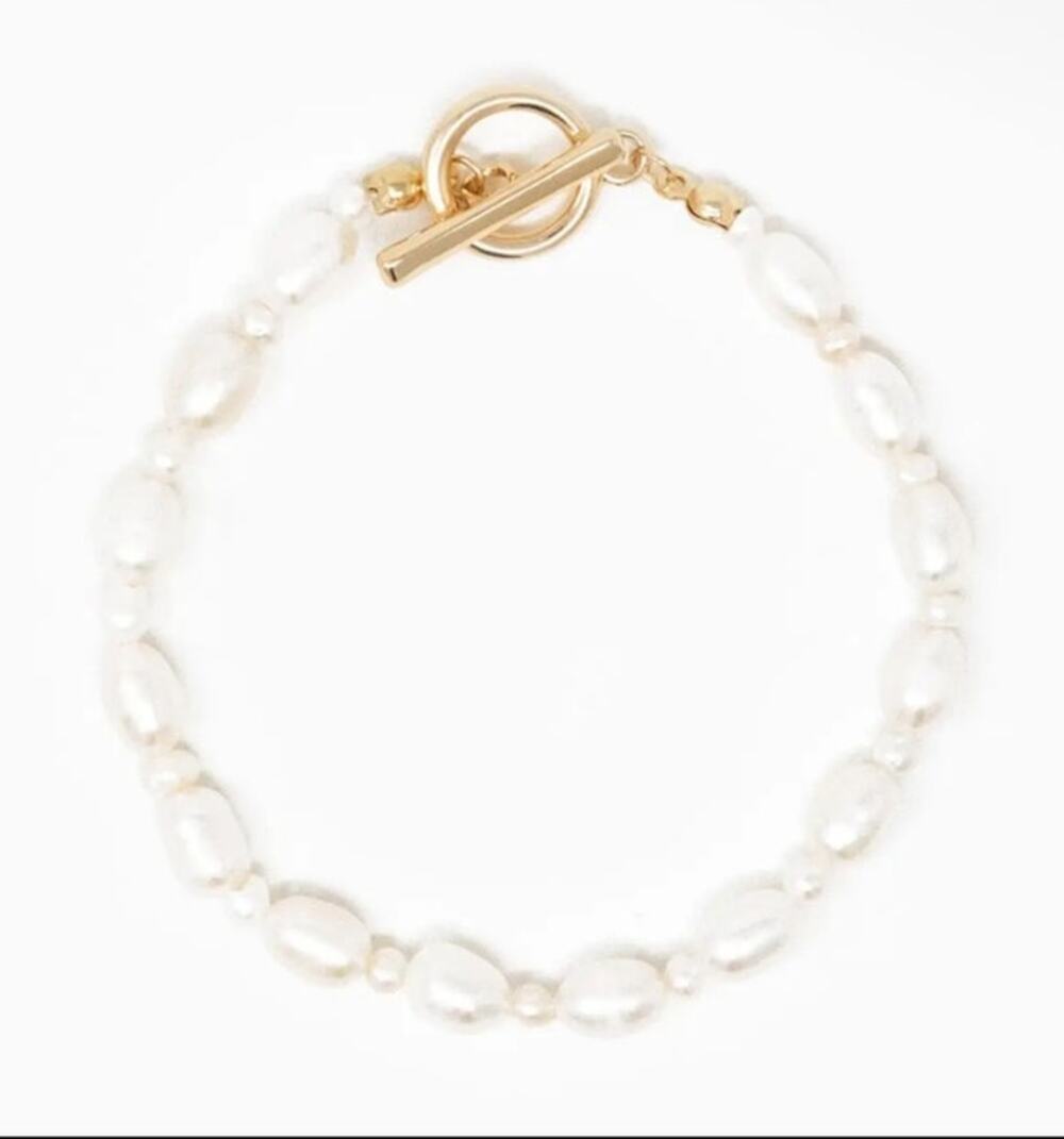 Patterned Acrylic Pearl Toggle Bracelet